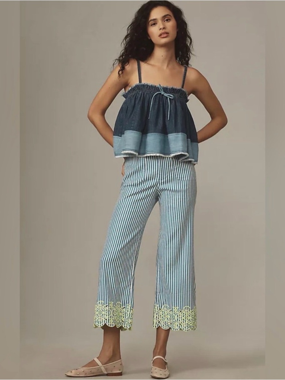 Maeve Embroidered The Colette Cropped WideLeg Pant size 10, $168 Limited-Edition